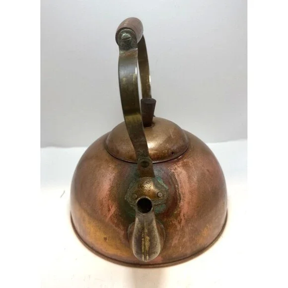 Vintage Old Dutch Design COPPER TEAPOT Kettle w/ Wood & Brass Handle Portugal - Picture 3 of 11